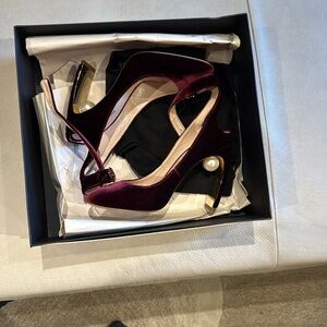 Nicholas Kirkwood pearl velvet ,deep, plum shoes, unique size 37 women
